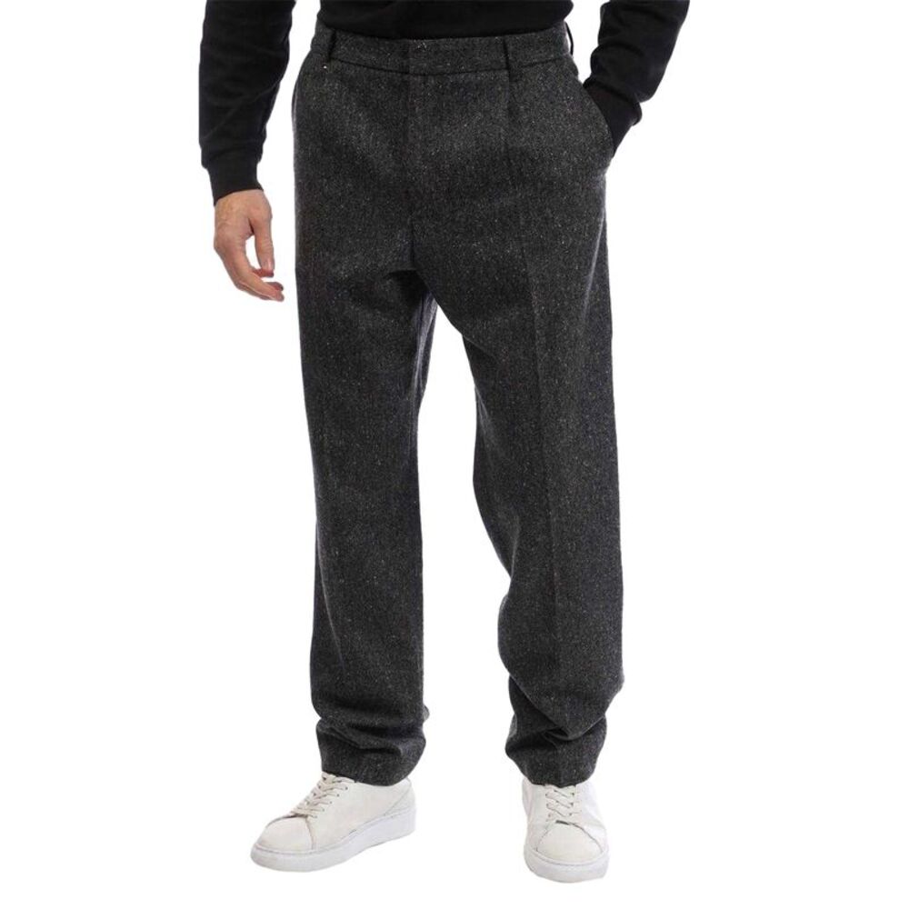 Boss Mens Heather Pleated Straight Pants / Medium Grey